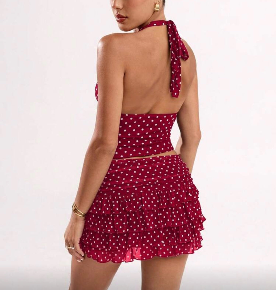Aria Polka Dot Top Cherry Red