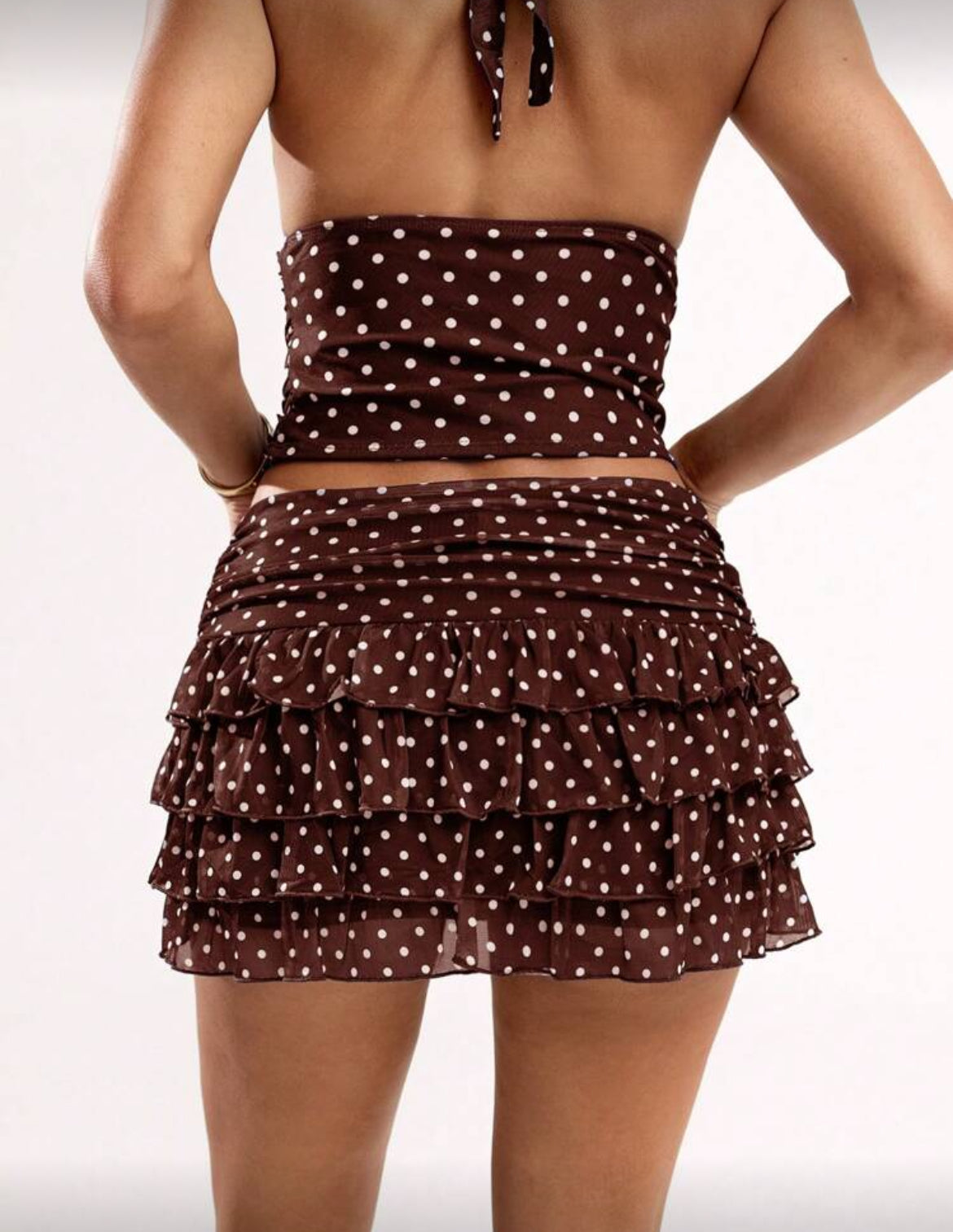 Amaya Polka Dot Skirt Brown