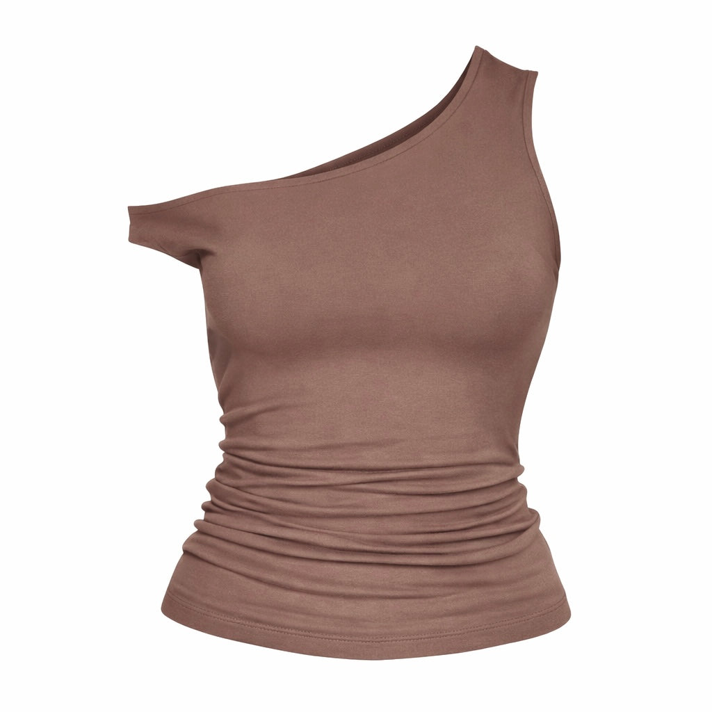 Ivy Off Shoulder Top Coffee Brown