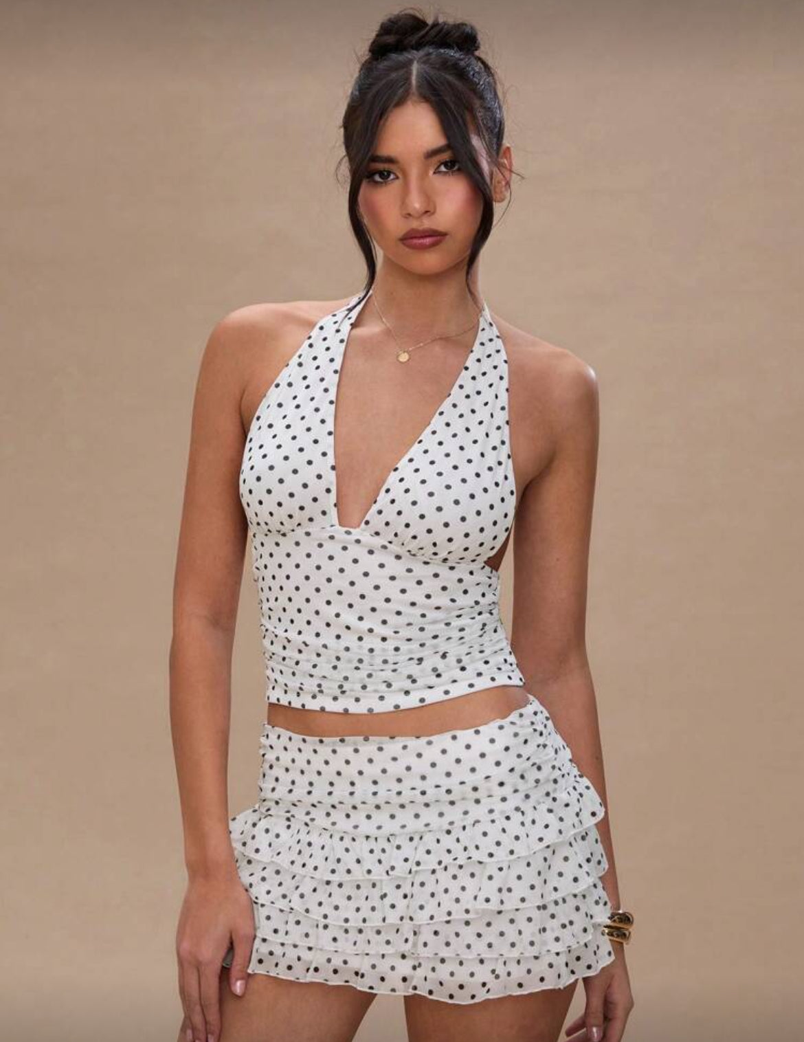 Aria Polka Dot Top White