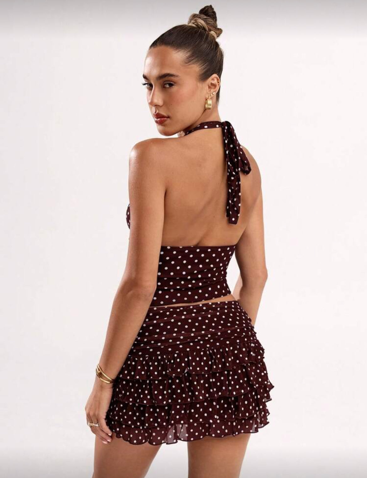 Aria Polka Dot Top Brown