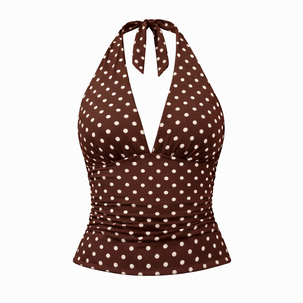 Aria Polka Dot Top Brown