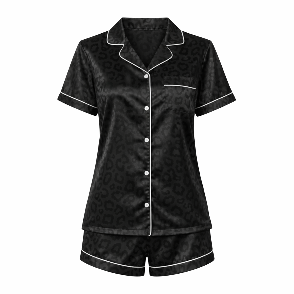 Nala Cheetah Print Pajama Set Black